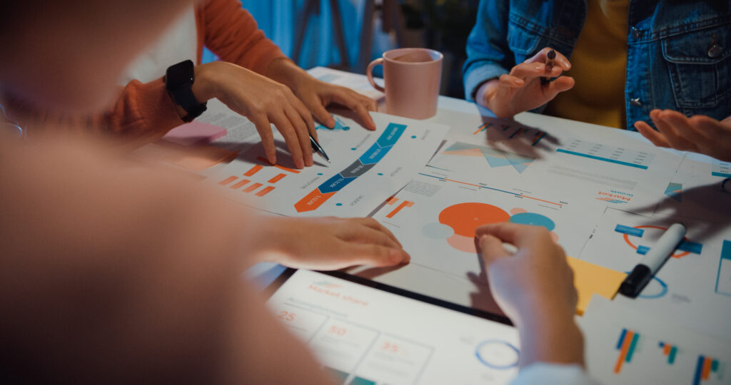 Marketing team analyzing changing trends